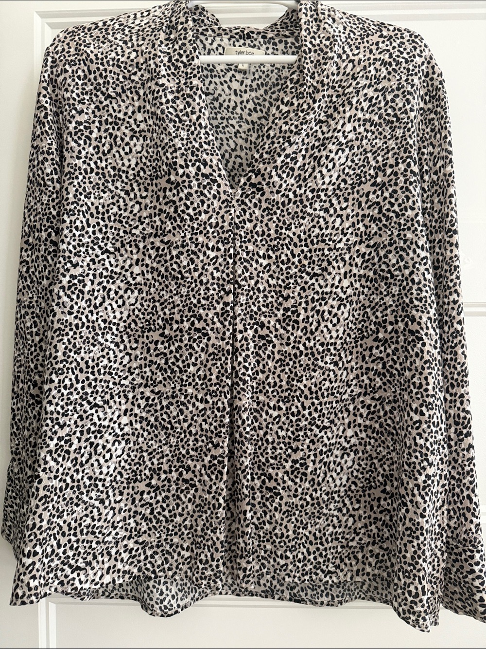 Tyler Boe Black and Cream Leopard Print Blouse